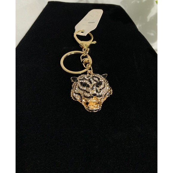 Creative Inlaid Artificial Diamond Crafts Leopard Head Key Chain - Picture 3 of 6